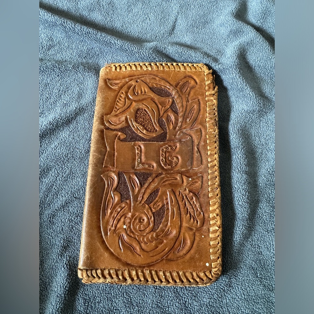 Leather wallet initials. LG